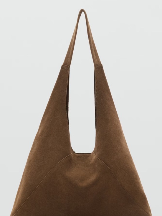 Mango Handbags - Mango Brown Suede Hobo Shoulder Bag